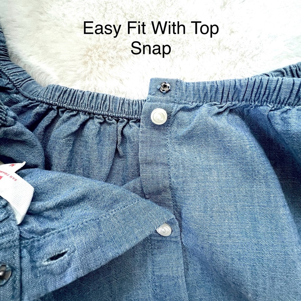 Levi's Off The Shoulder Top Chambray Size Medium - Picture 8 of 14